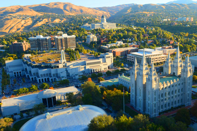 Aerial view of Temple Square